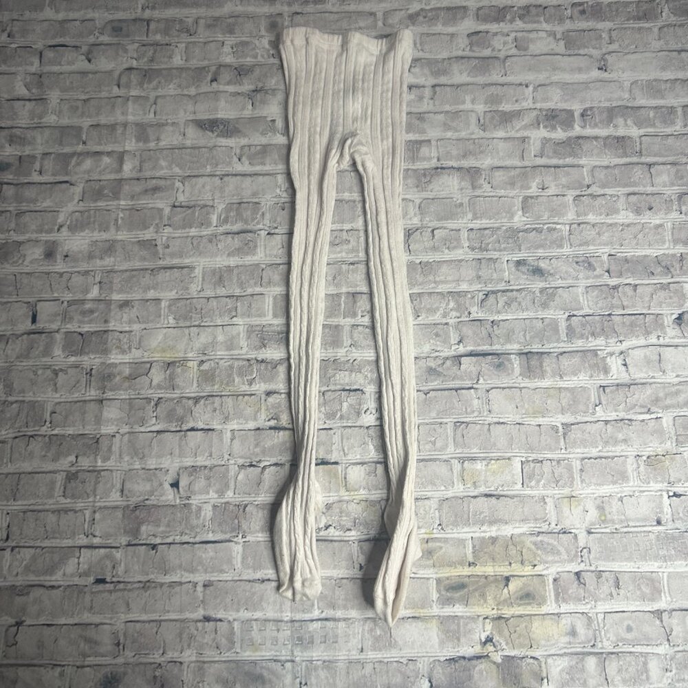 EUC CrewCuts White Textured Tights Size M/L